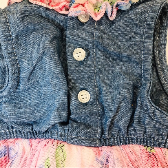 BOGO DDG Darlings Denim & Pink Tulle Flower Print Dress Size 3-6 Months - Picture 4 of 13